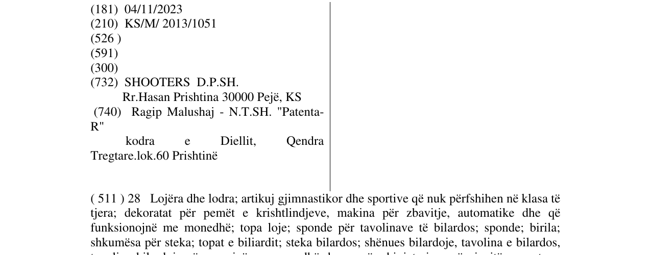 Zëri i markës SHUTERS në buletin