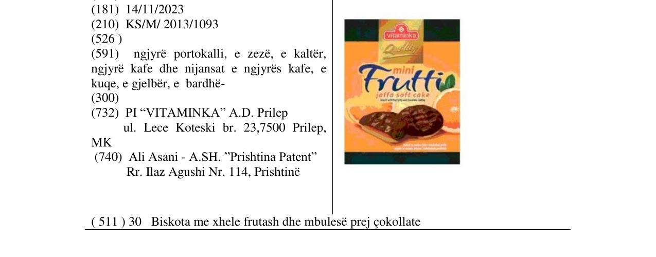 Zëri i markës Frutti jaffa soft cake vitaminka në buletin