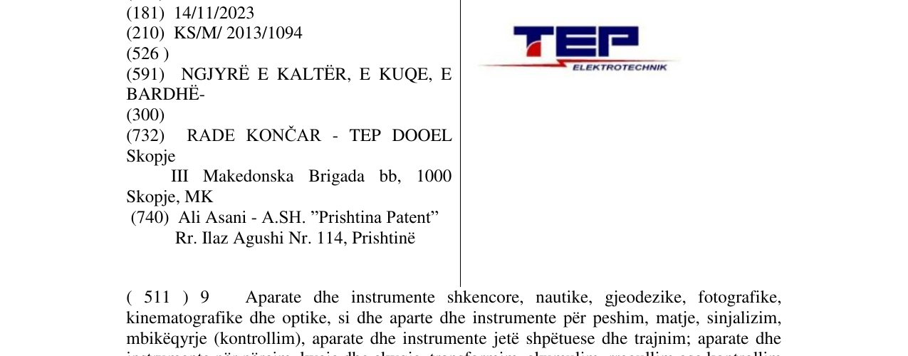 Zëri i markës TEP ELEKTROTECHNIK në buletin