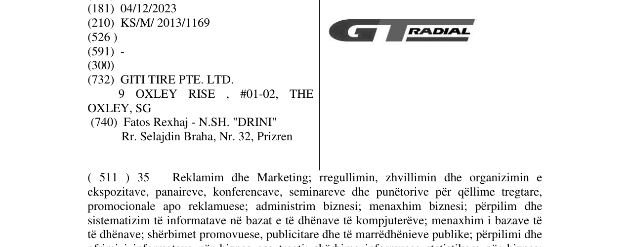Zëri i markës RADIAL në buletin