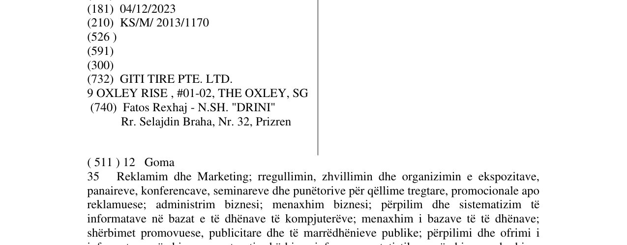 Zëri i markës GT RADIAL në buletin