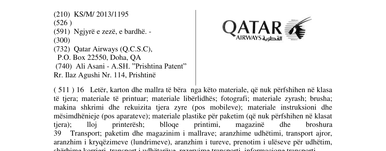 Zëri i markës QATAR AIRWAYS në buletin