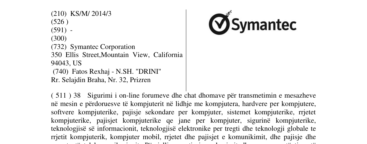 Zëri i markës Symantec në buletin