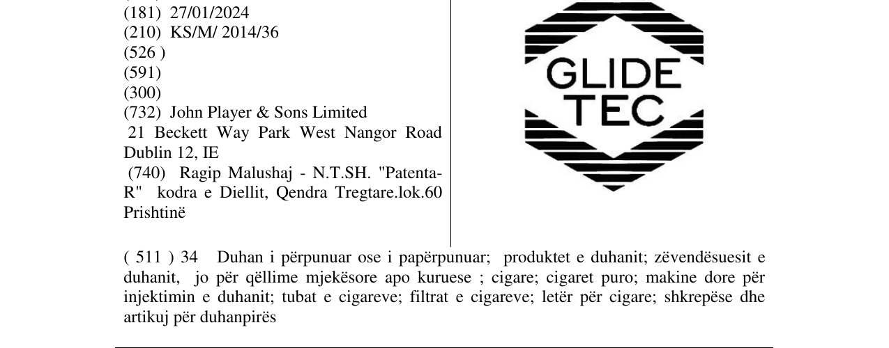 Zëri i markës GLIDE TEC në buletin
