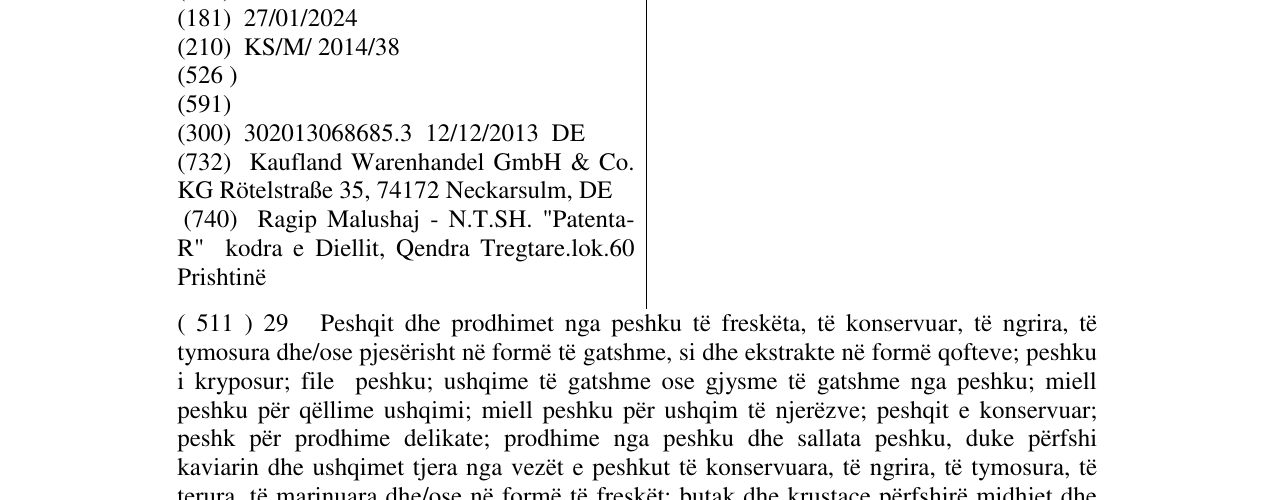 Zëri i markës BLUE BAY në buletin