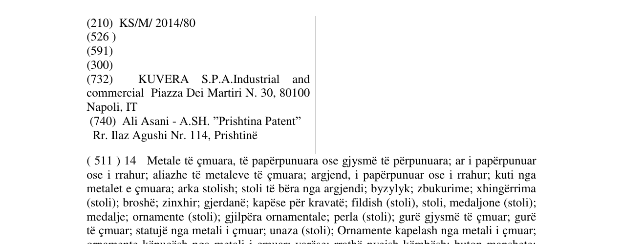 Zëri i markës CARPISA në buletin