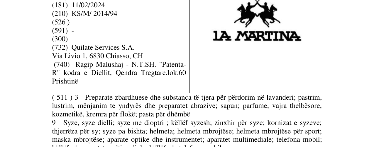 Zëri i markës La MARTINA në buletin