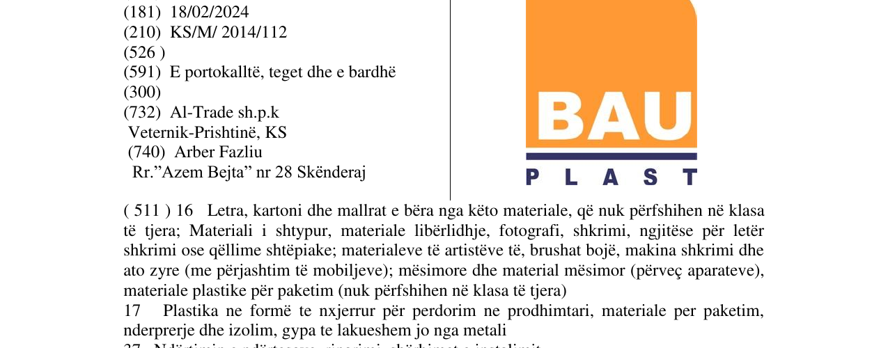 Zëri i markës BAU PLAST në buletin