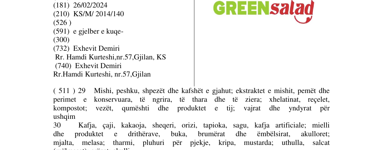 Zëri i markës GREENsalad në buletin