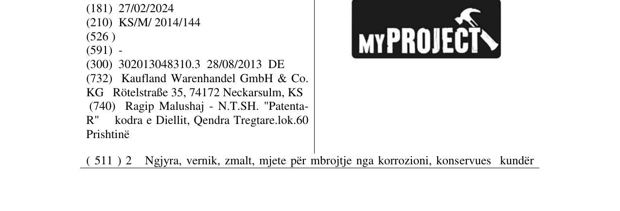 Zëri i markës MYPROJECT në buletin