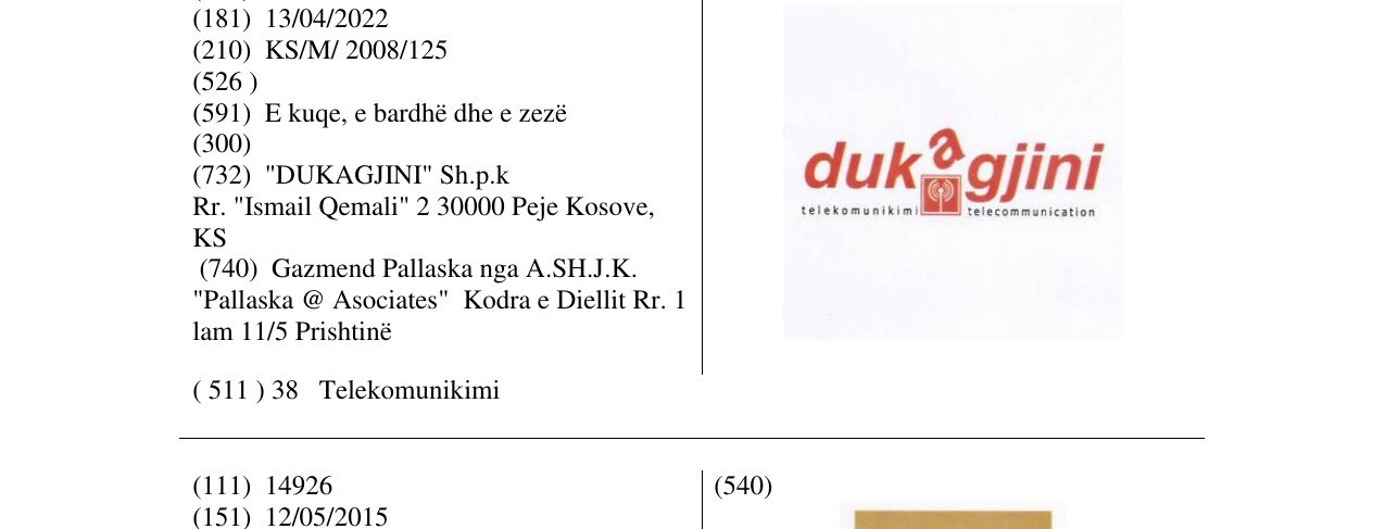Zëri i markës DUKAGJINI në buletin
