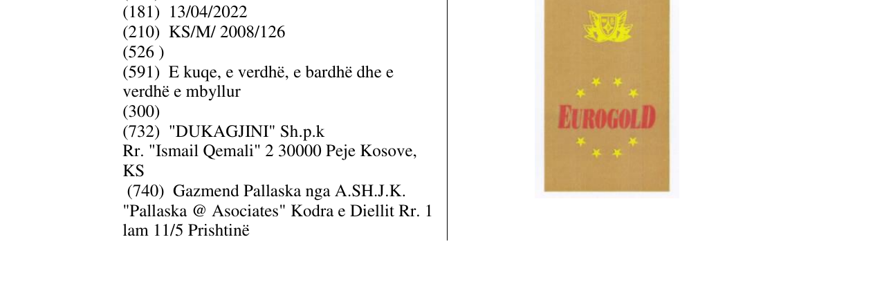 Zëri i markës EUROGOLD në buletin