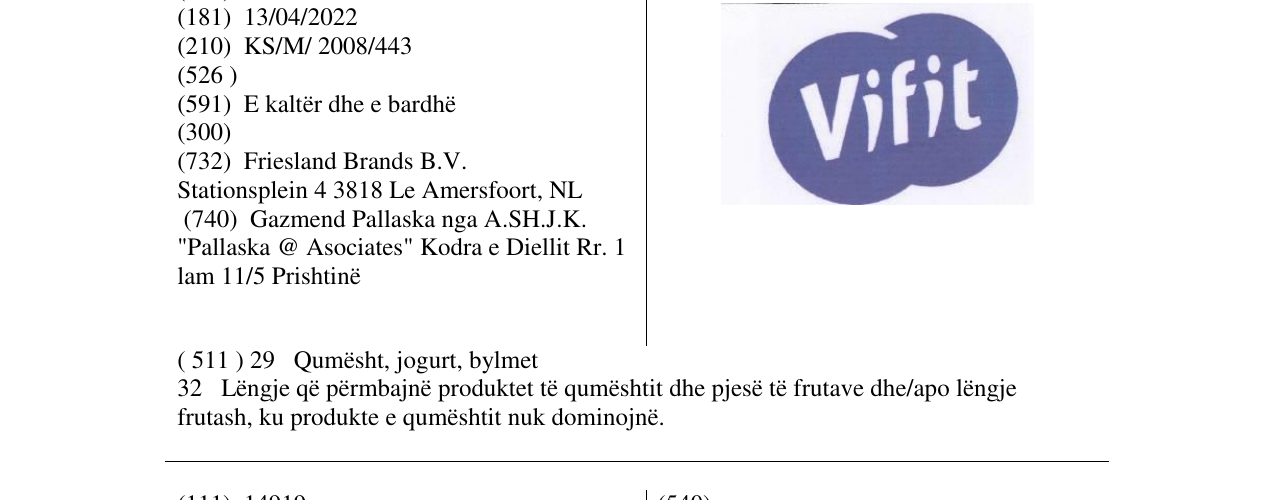 Zëri i markës VIFIT në buletin