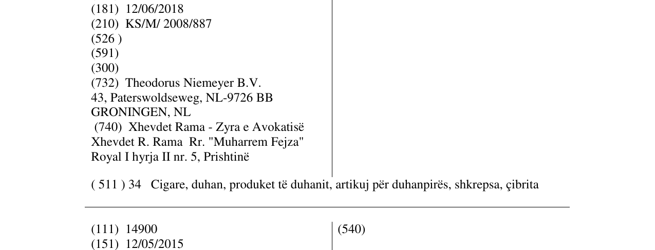 Zëri i markës NIEMEYER'S në buletin