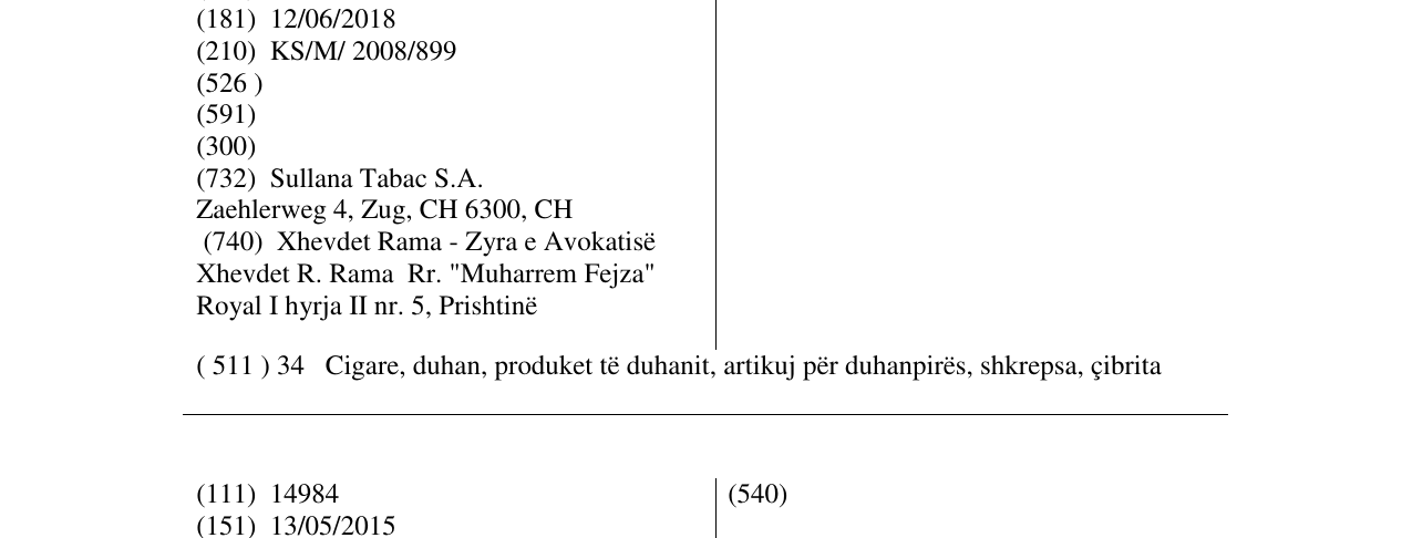 Zëri i markës CARDIN në buletin