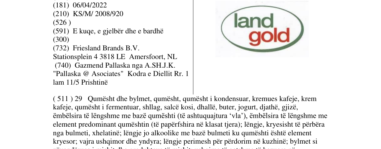Zëri i markës land gold në buletin