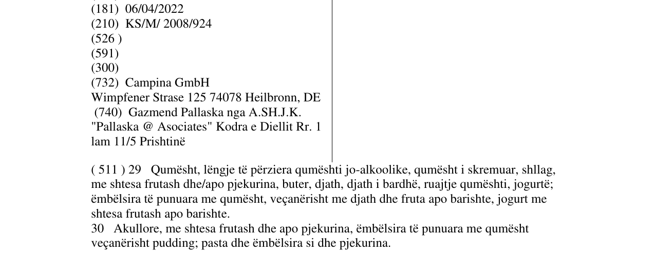Zëri i markës PUDDIS në buletin