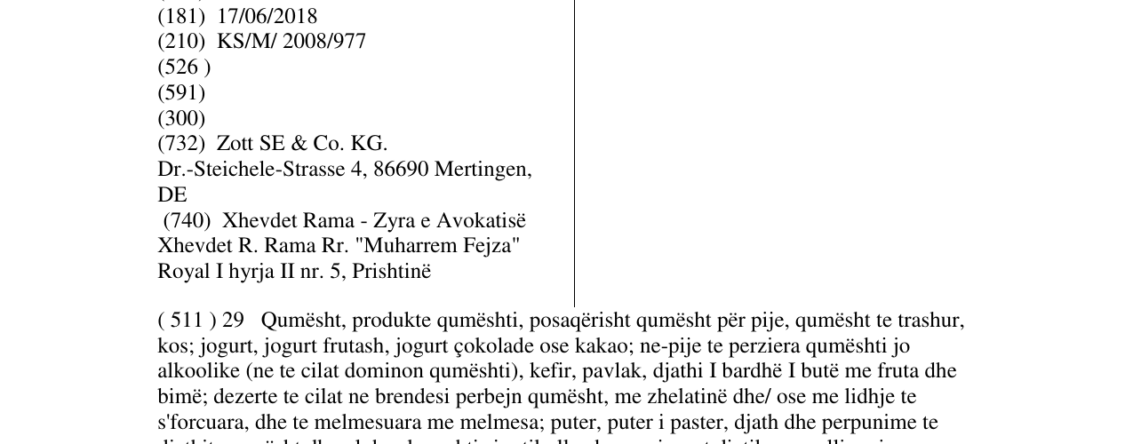 Zëri i markës VALGRANDE në buletin
