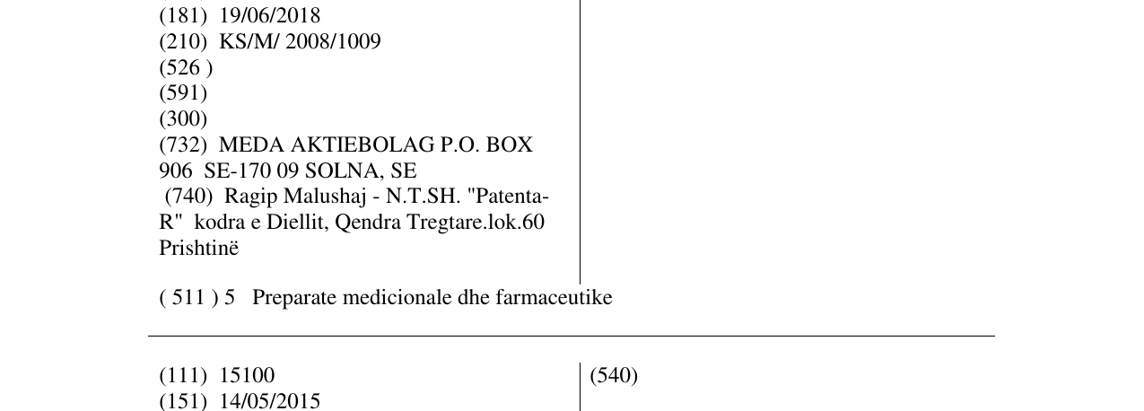 Zëri i markës MACRODEX në buletin