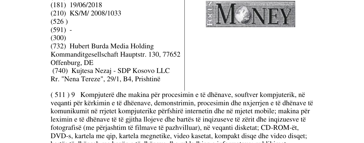 Zëri i markës MONEY në buletin