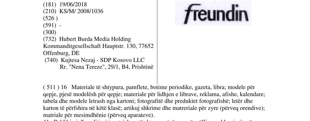 Zëri i markës FREUNDIN në buletin