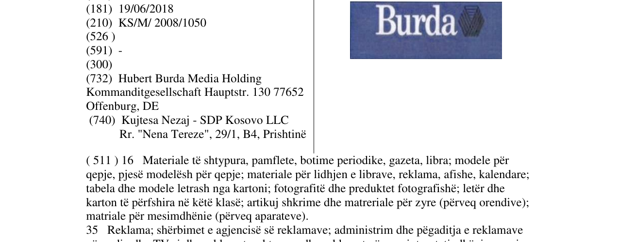 Zëri i markës BURDA në buletin