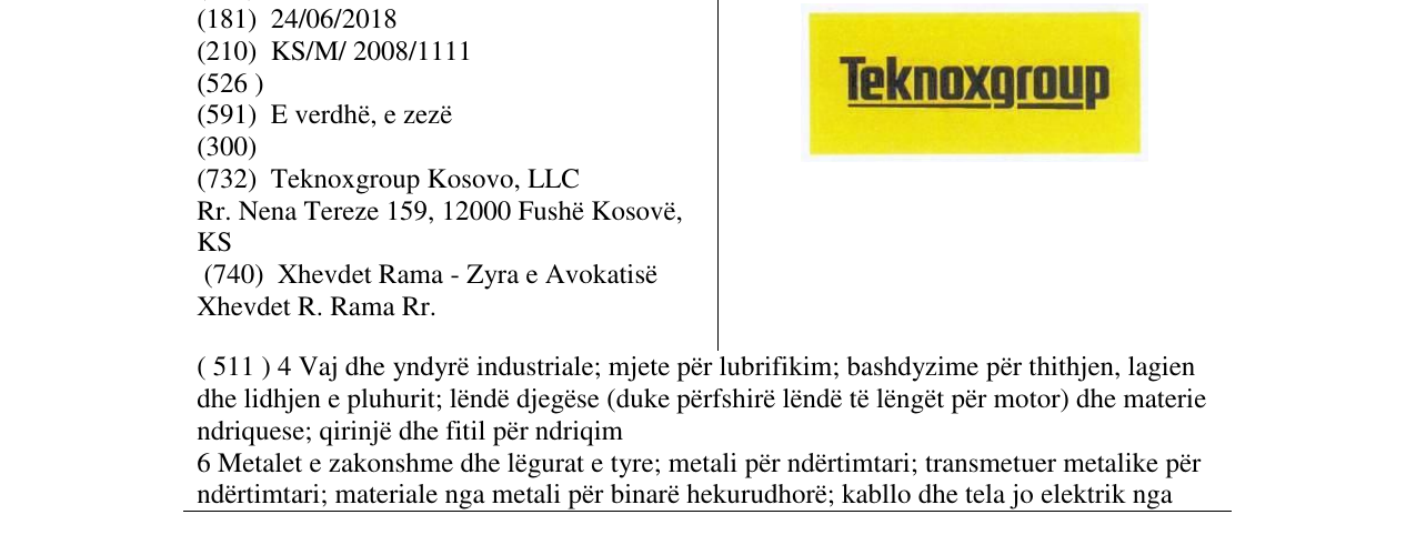 Zëri i markës Teknoxgroup në buletin
