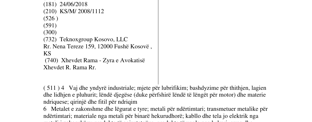 Zëri i markës Teknoxgroup në buletin