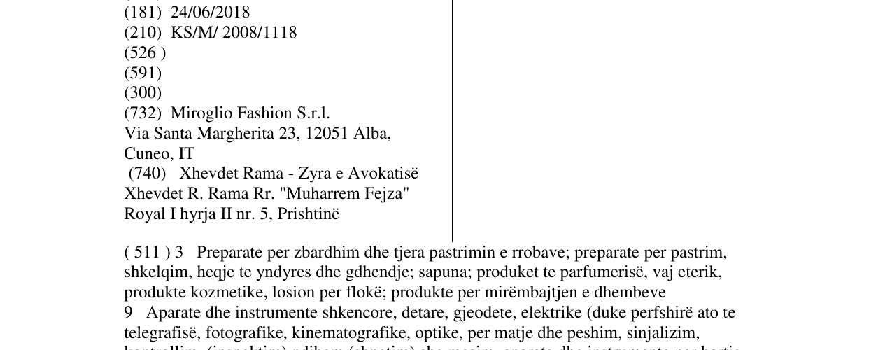 Zëri i markës FIORELLA RUBINO në buletin