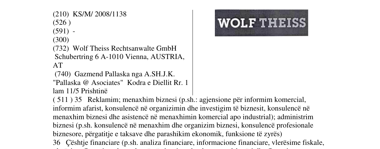 Zëri i markës WOLF THEISS në buletin
