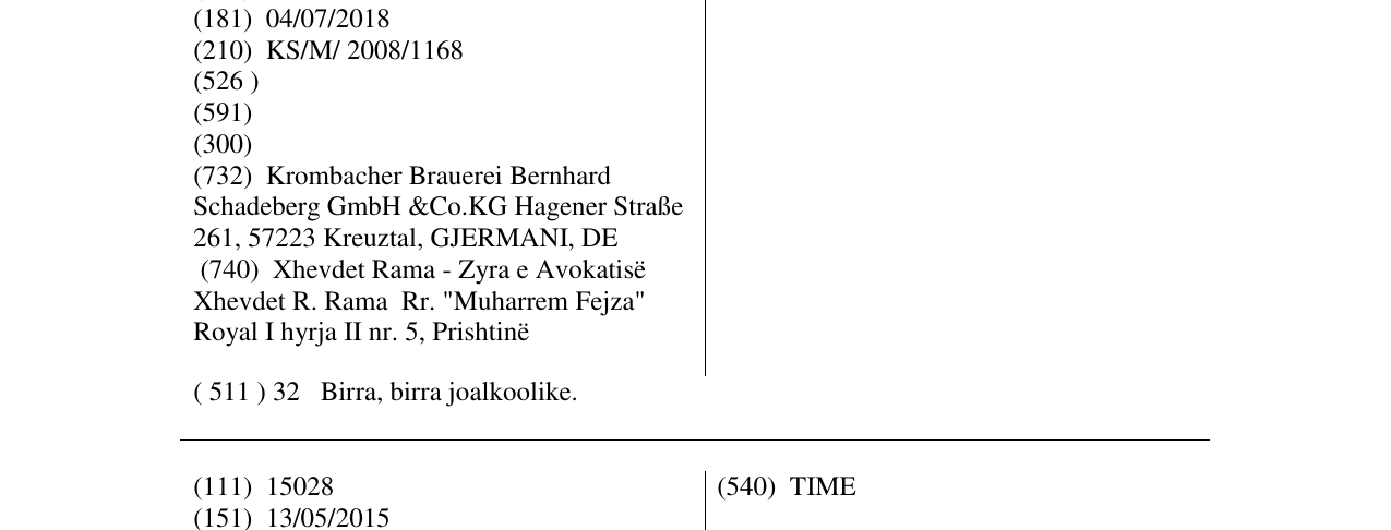 Zëri i markës KROMBACHER në buletin