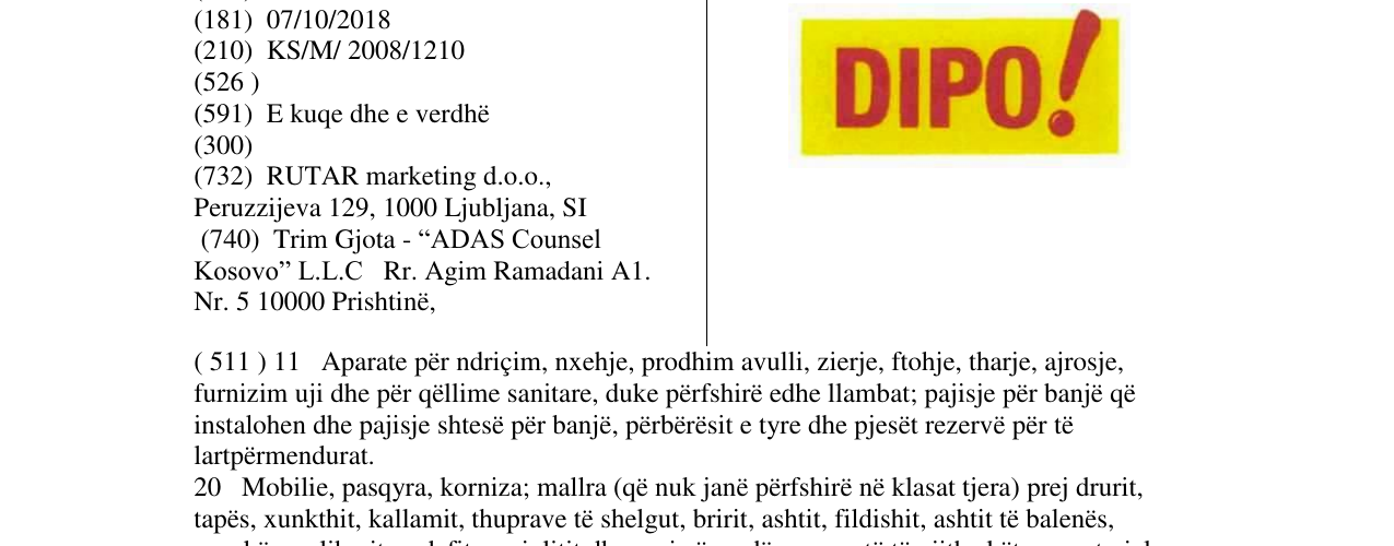 Zëri i markës DIPO!- FIG. në buletin