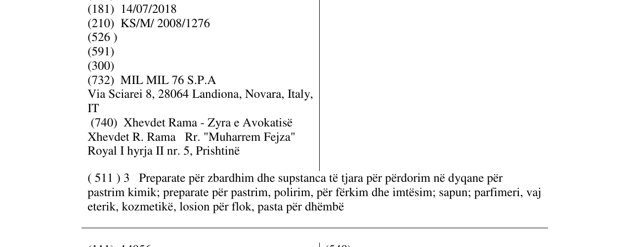 Zëri i markës MIL MIL në buletin