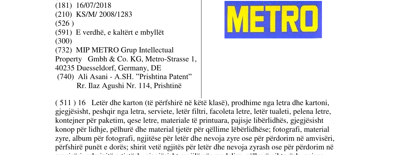 Zëri i markës METRO në buletin