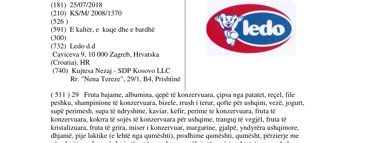 Zëri i markës LEDO fig. në buletin