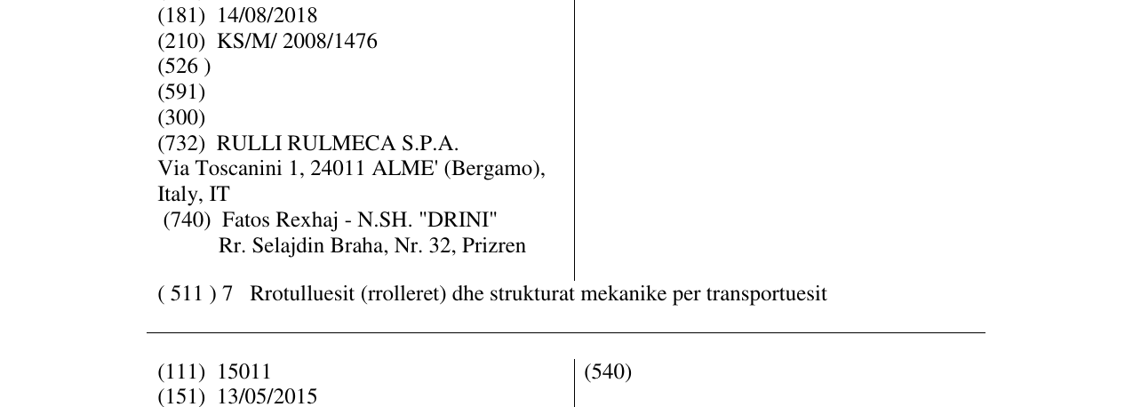 Zëri i markës RULMECA në buletin