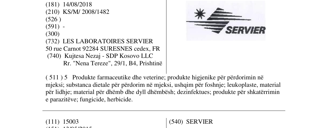 Zëri i markës SERVIER-FIG. në buletin