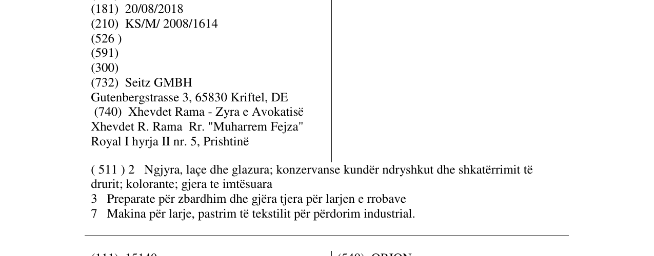 Zëri i markës SEITZ në buletin