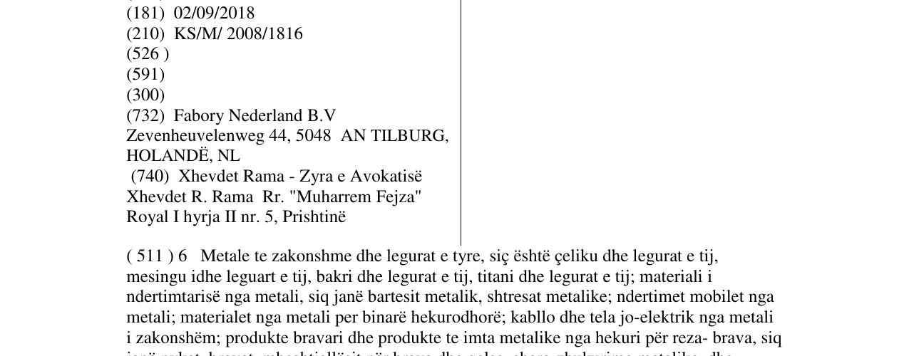 Zëri i markës FABORY në buletin