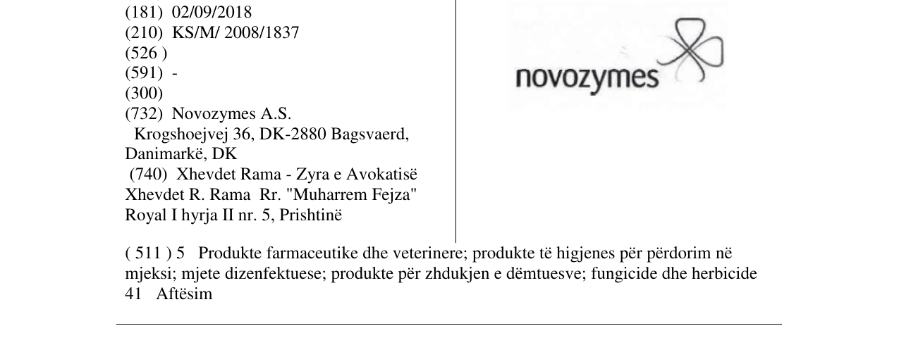 Zëri i markës novozymes në buletin
