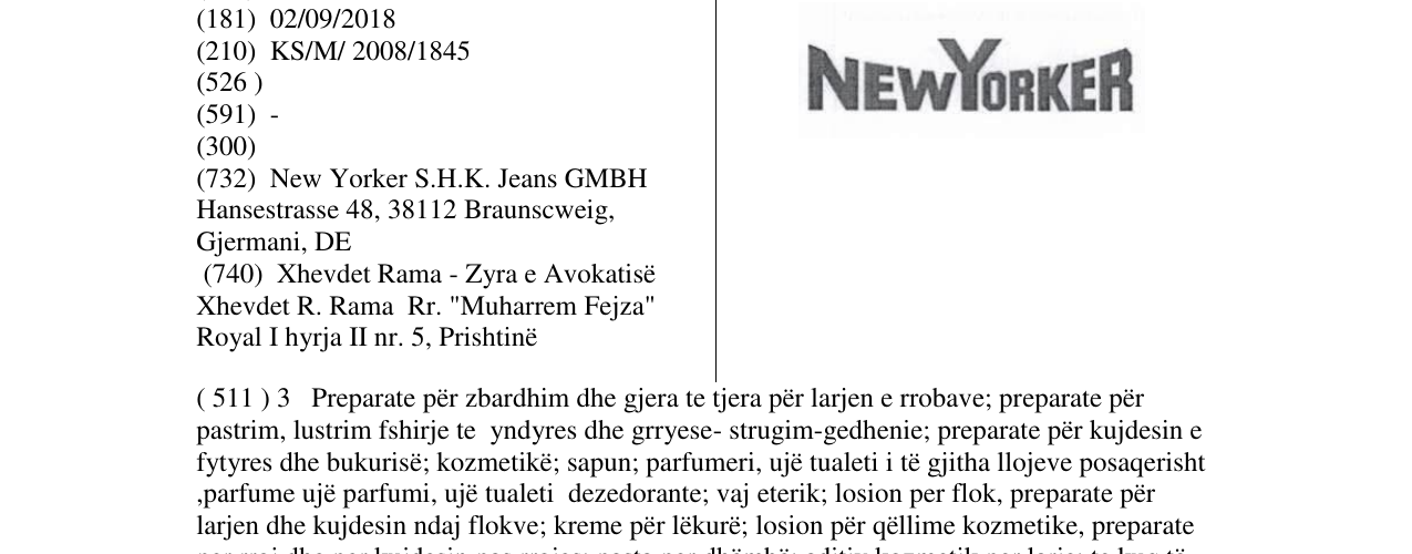 Zëri i markës NEWYORKER në buletin