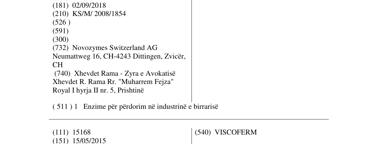 Zëri i markës CEREZYME në buletin