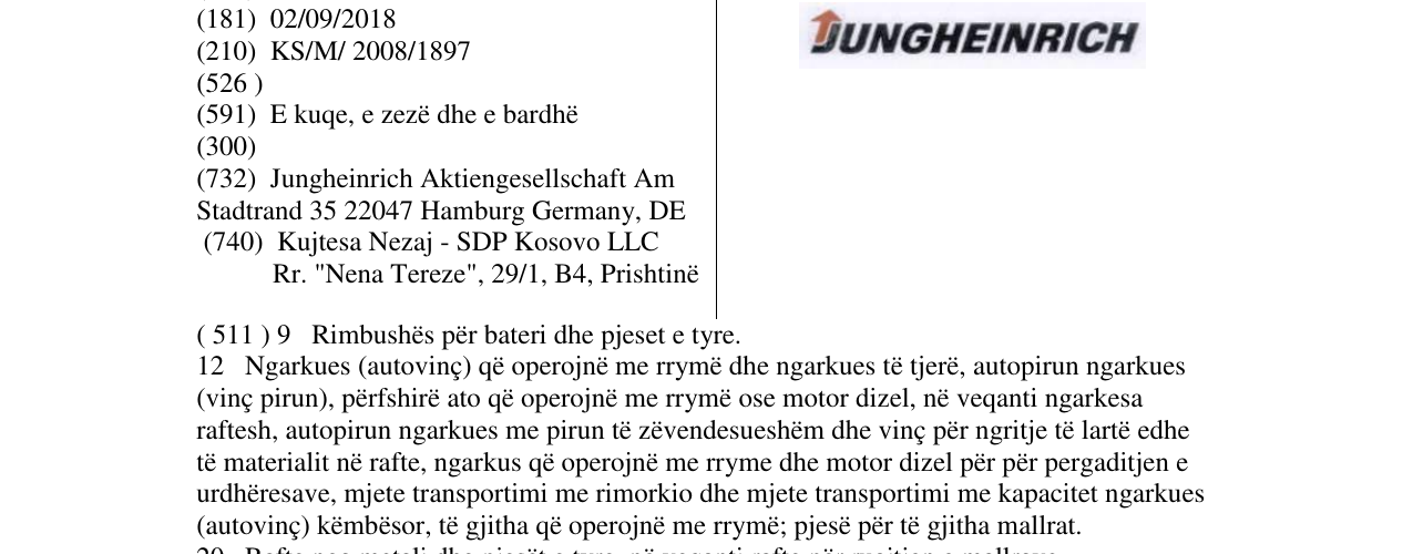Zëri i markës JUNGHEINRICH në buletin