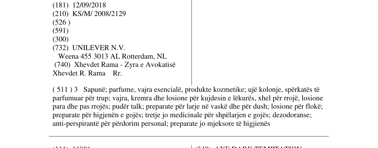 Zëri i markës AXE VICE në buletin