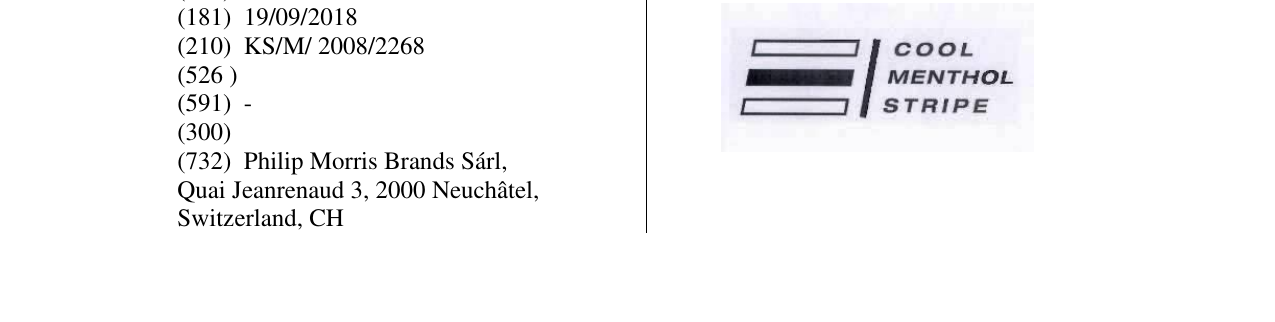 Zëri i markës COOL MENTHOL STRIPE në buletin