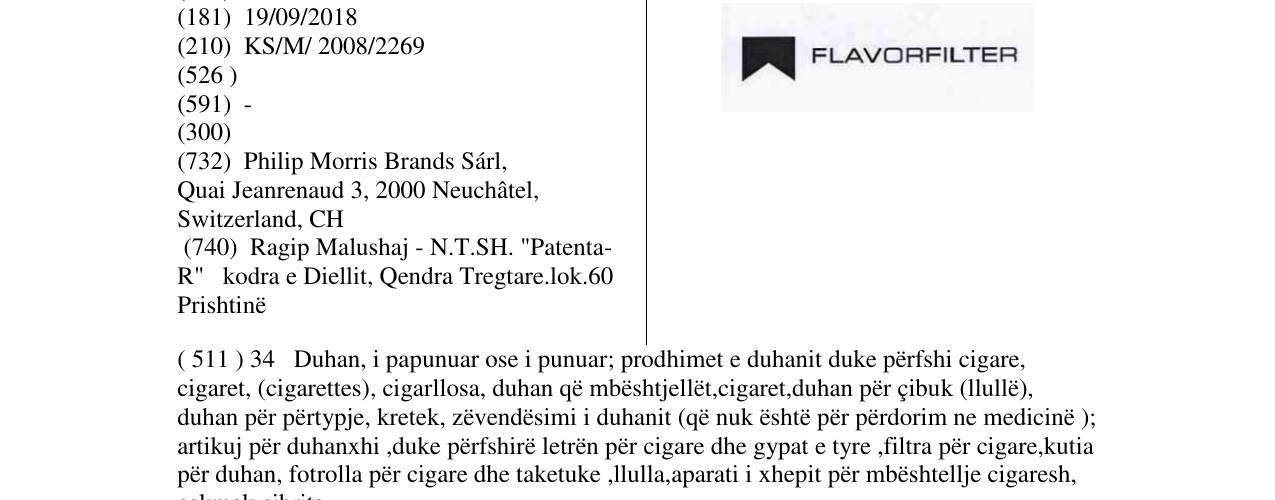 Zëri i markës FLAVORFILTER në buletin