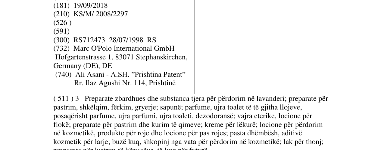 Zëri i markës Marc O'Polo në buletin