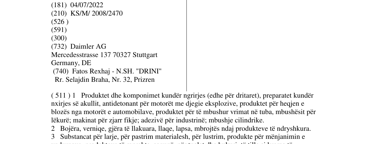 Zëri i markës MERCEDES-BENZ në buletin