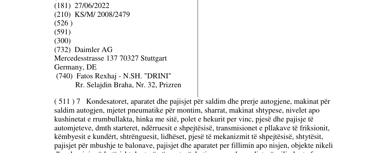 Zëri i markës UNIMOG në buletin