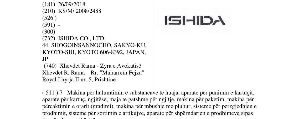 Zëri i markës ISHIDA në buletin